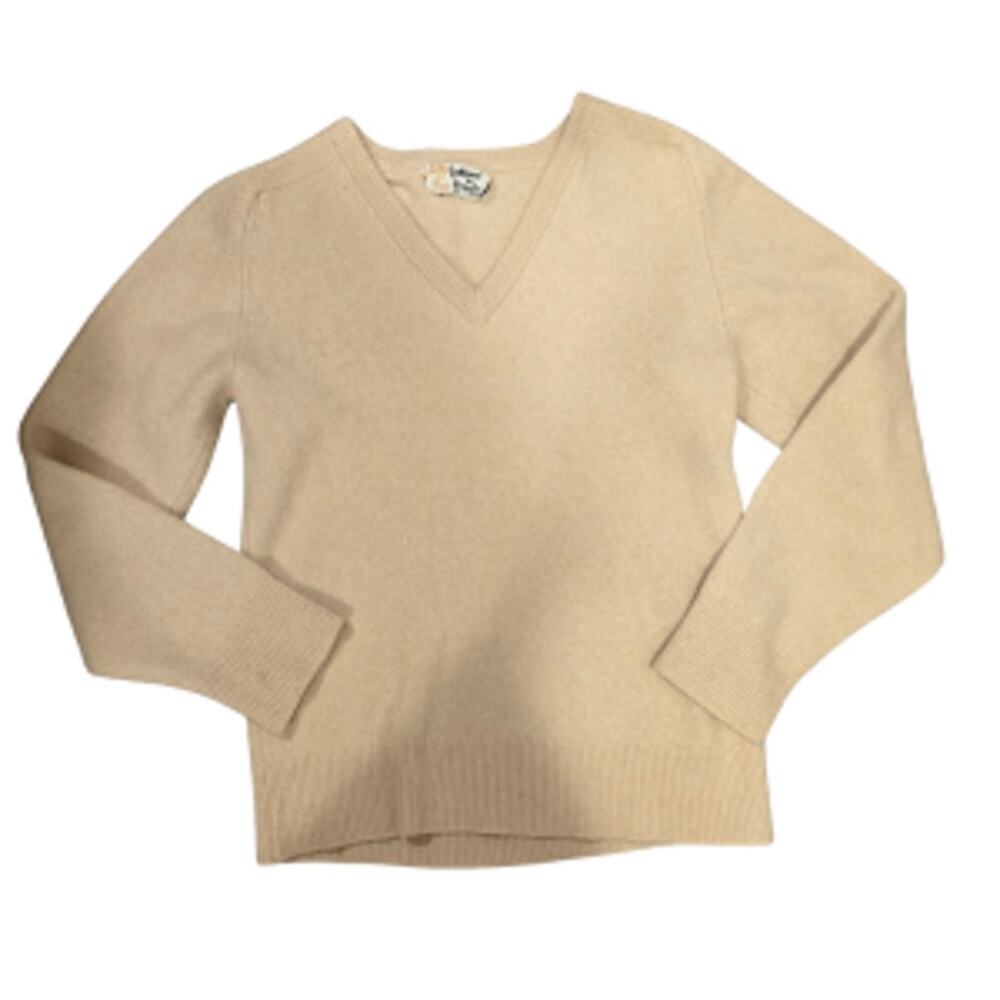 Vintage Pringle of Scotland 100% Cashmere Sweater Cream XS 70s